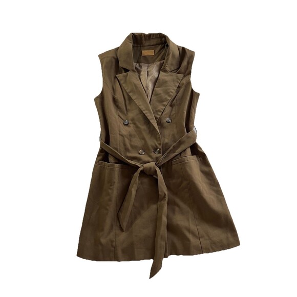 Crescent Sleeveless Vest Blazer Dress M Brown Twee Preppy - Picture 2 of 11